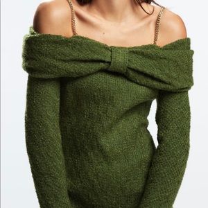 Zara Textured Dress with gold chain detail